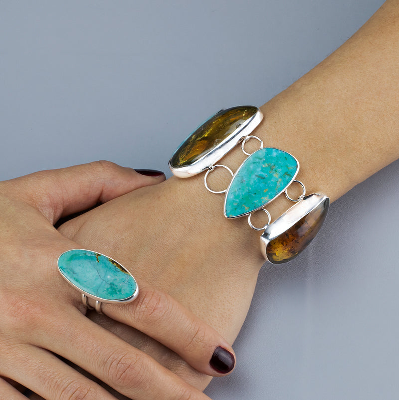 big amber and turquoise stone bracelet