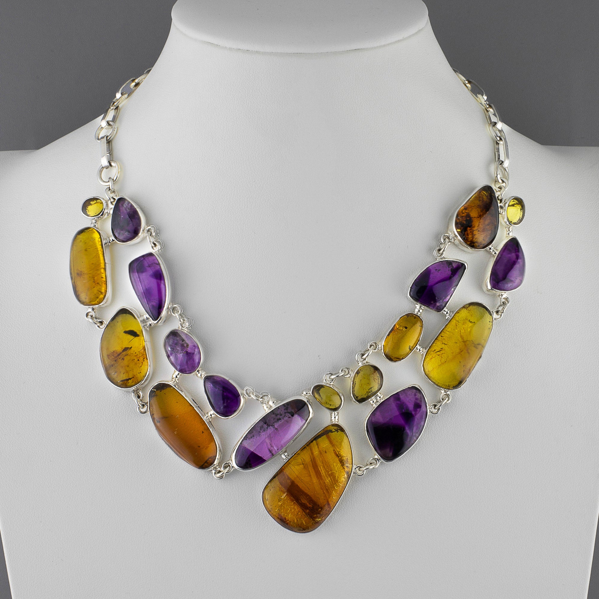 amethyst and amber statement necklace