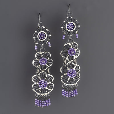 amethyst bloom Mexican filigree earrings