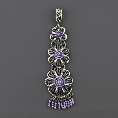 amethyst bloom Mexican filigree pendant
