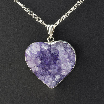 amethyst druzy heart pendant