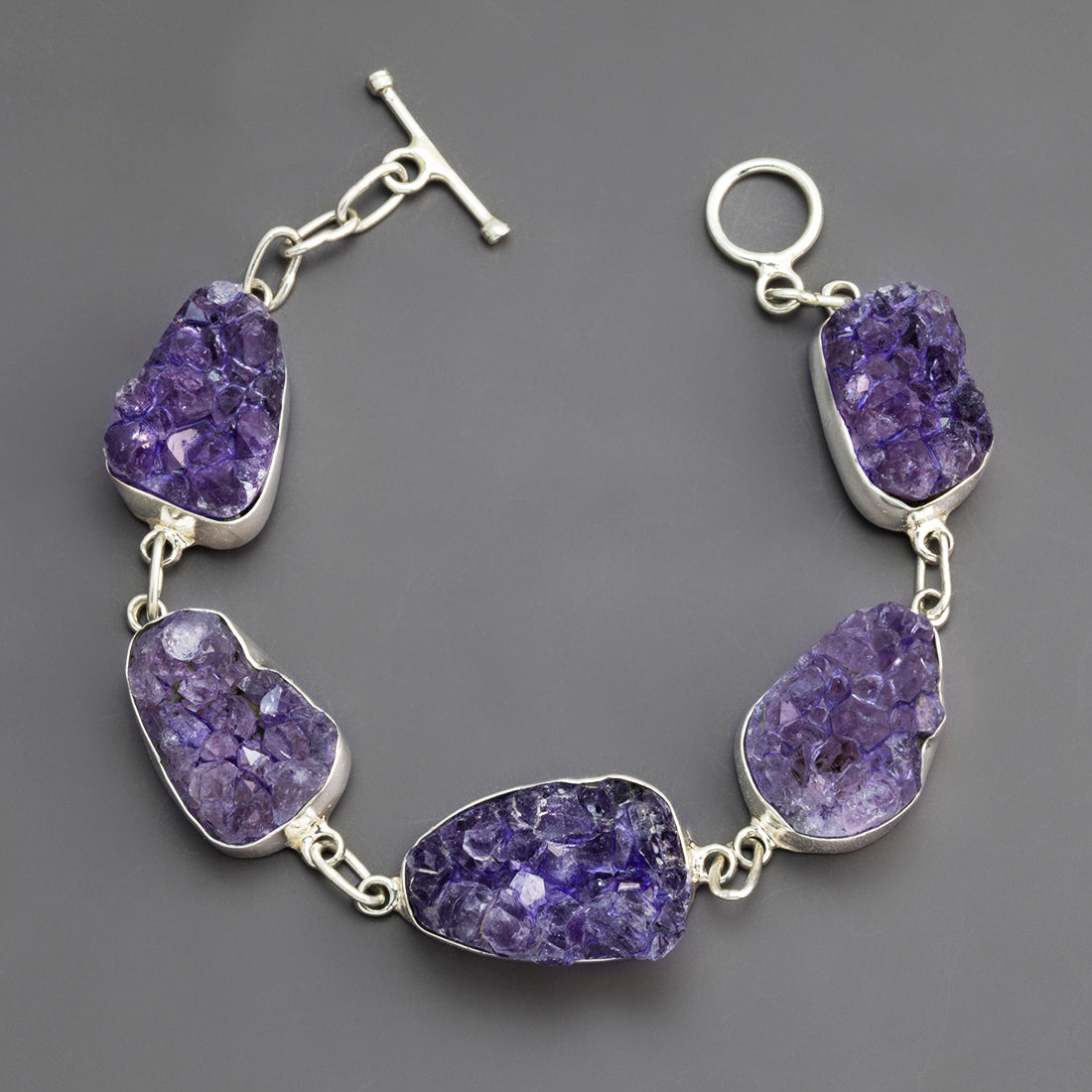 amethyst druzy link bracelet