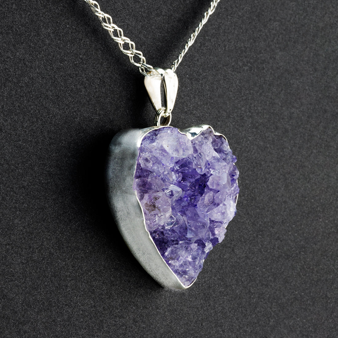 Large Amethyst Druzy Heart Pendant