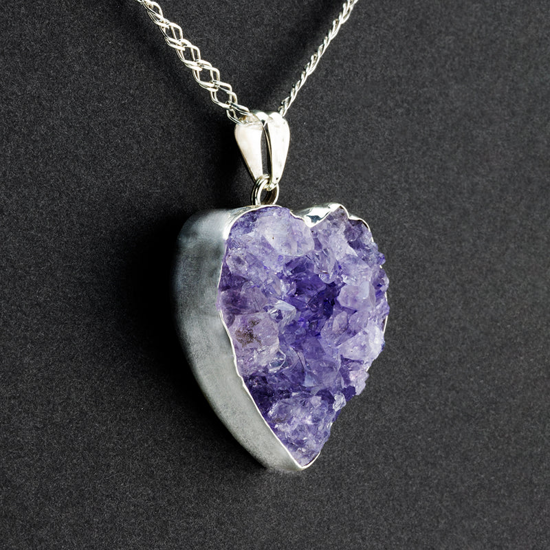 amethyst druzy heart pendant