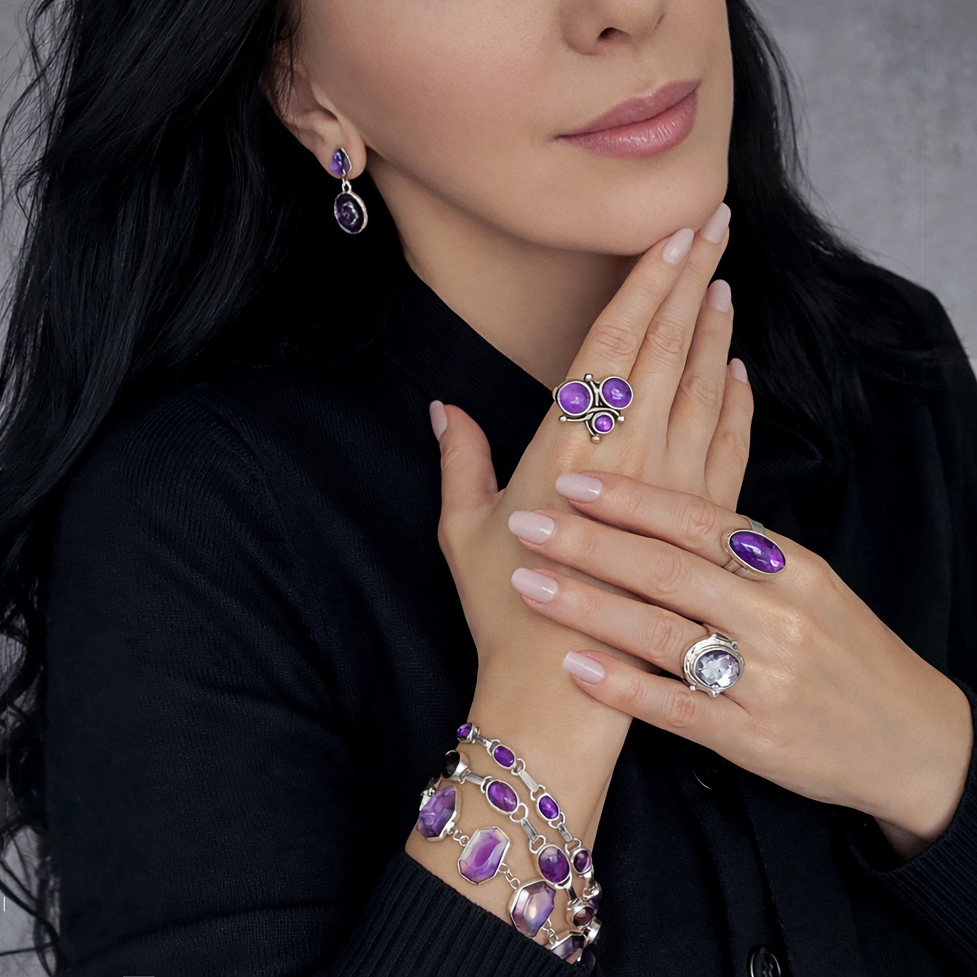 Purple Horizon Elongated Amethyst Ring