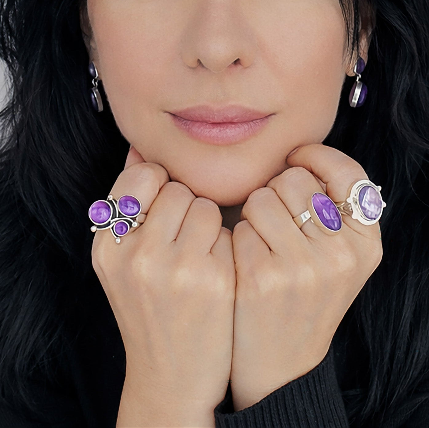 Purple Horizon Elongated Amethyst Ring