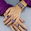 Sterling Silver Amethyst Triple Stone Ring
