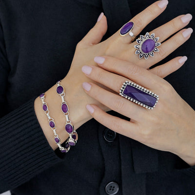 Long Amethyst Statement Ring