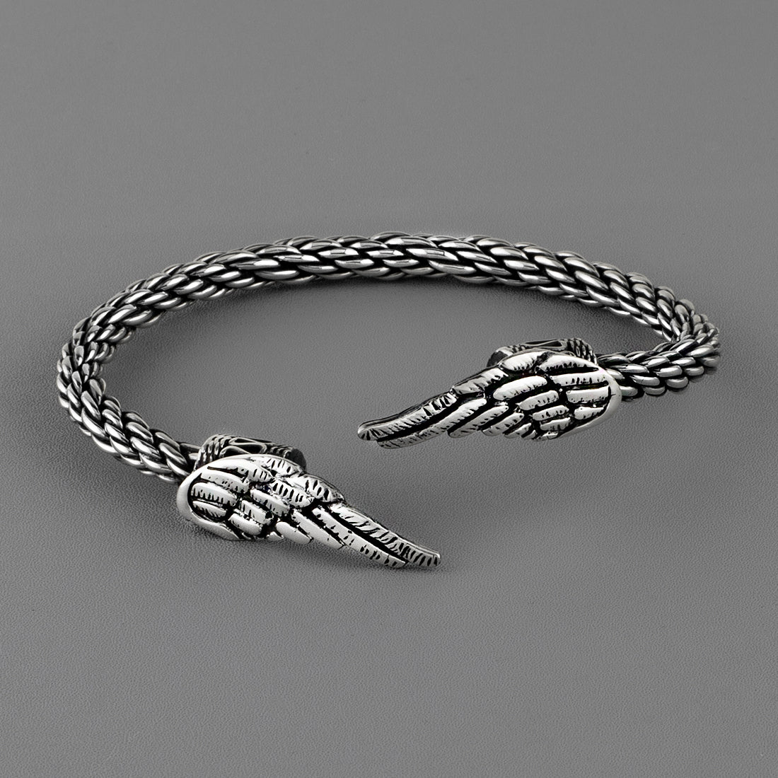 angel wing sterling silver cuff bracelet