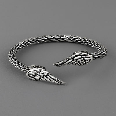angel wing sterling silver cuff bracelet