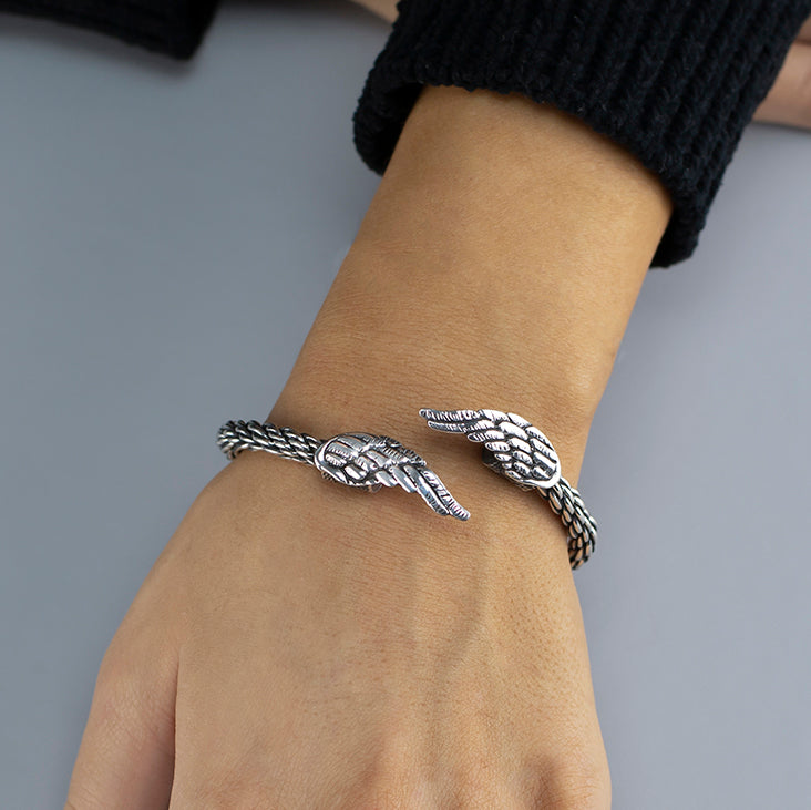 Guardian Wings Mexican Silver Bracelet
