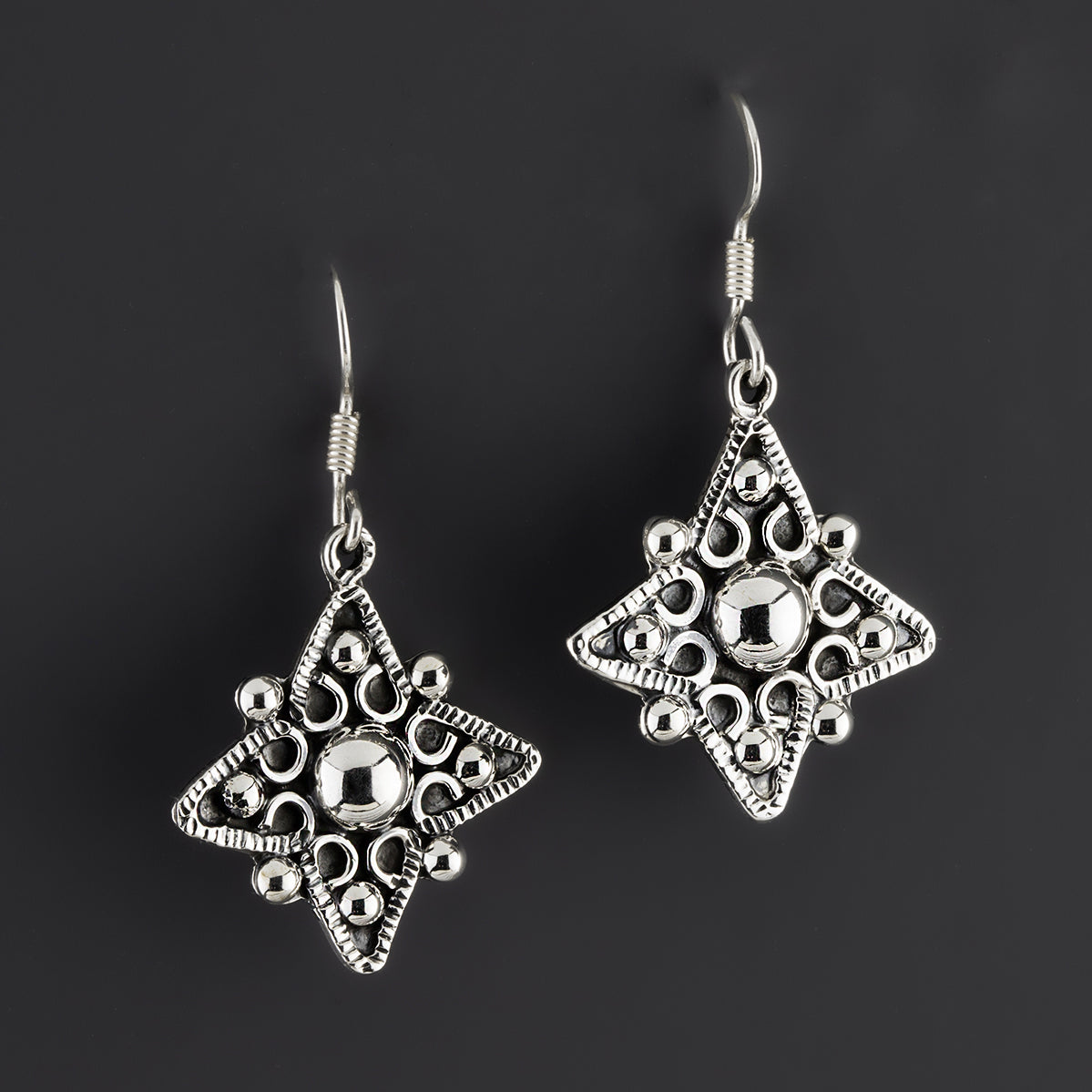 artisan star Mexican siver earrings