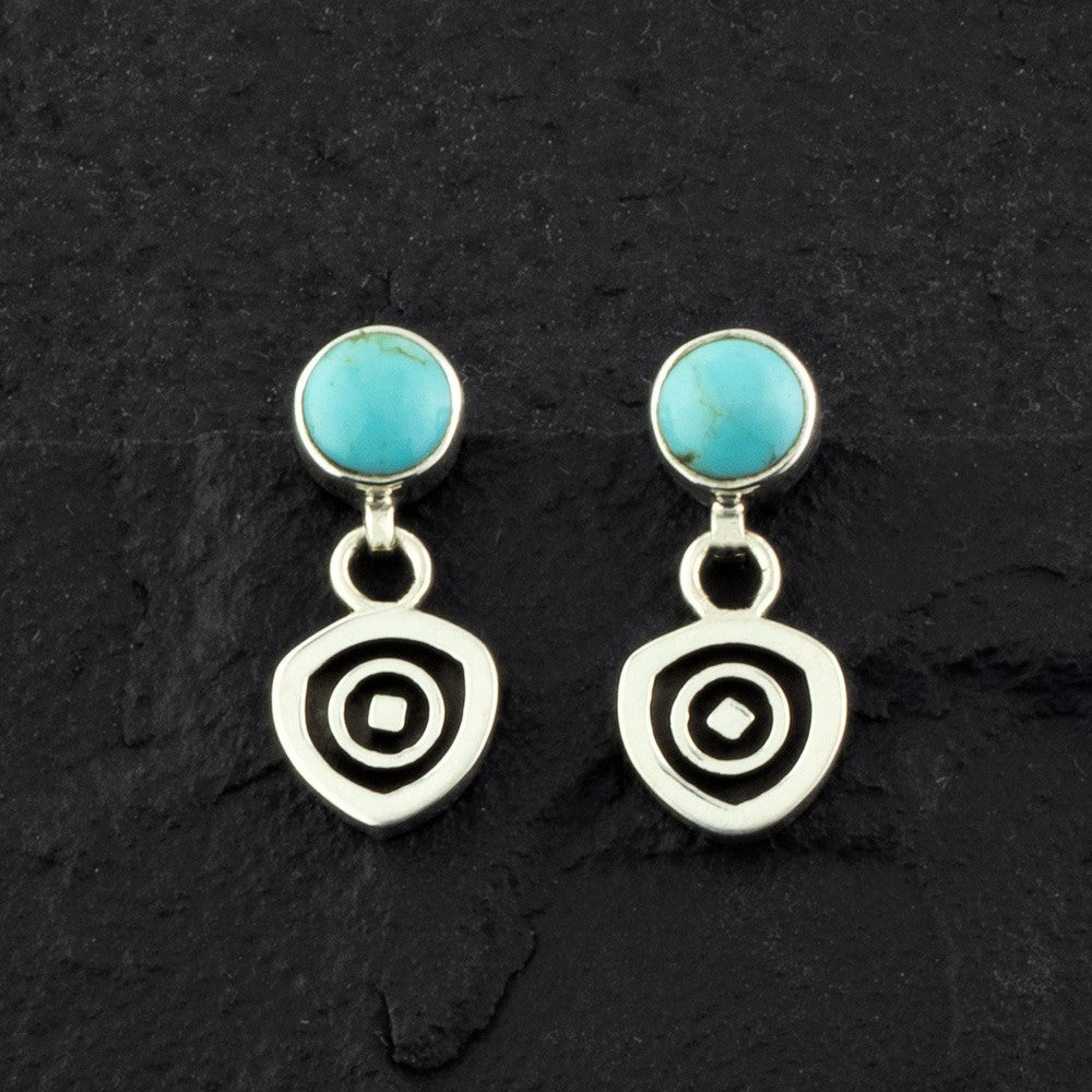artisan sterling silver and turquoise drop earrings