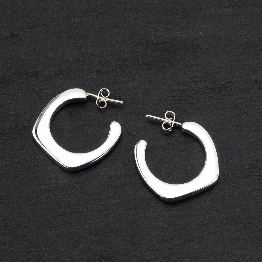 asymmetry sterling silver hoop earrings