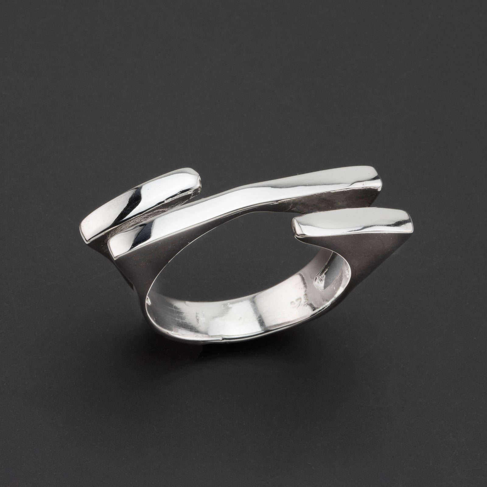 axis geometric sterling silver ring