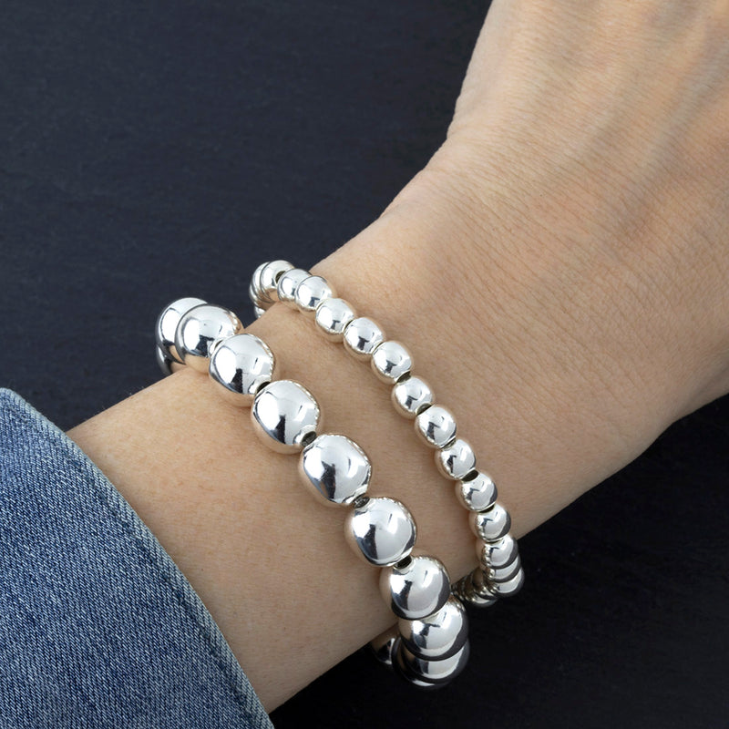 sterling silver beaded stretch bracelet
