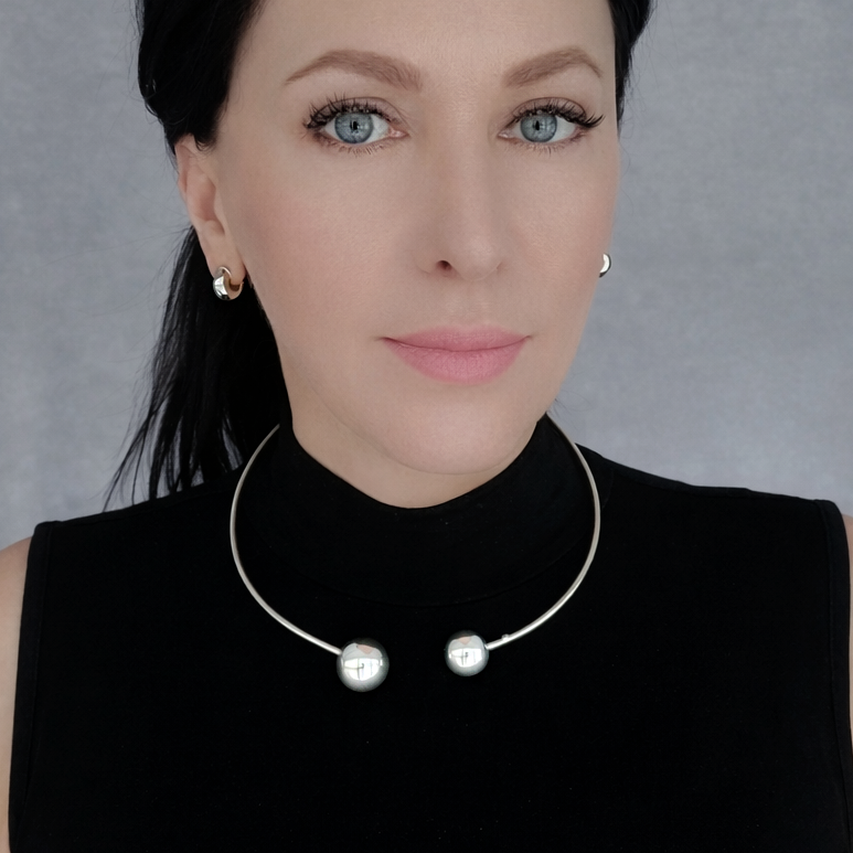 orbit bold open sterling silver choker