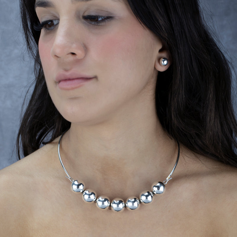 sterling silver big ball necklace