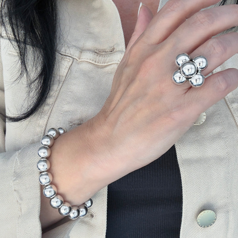 sterling silver ball cluster ring
