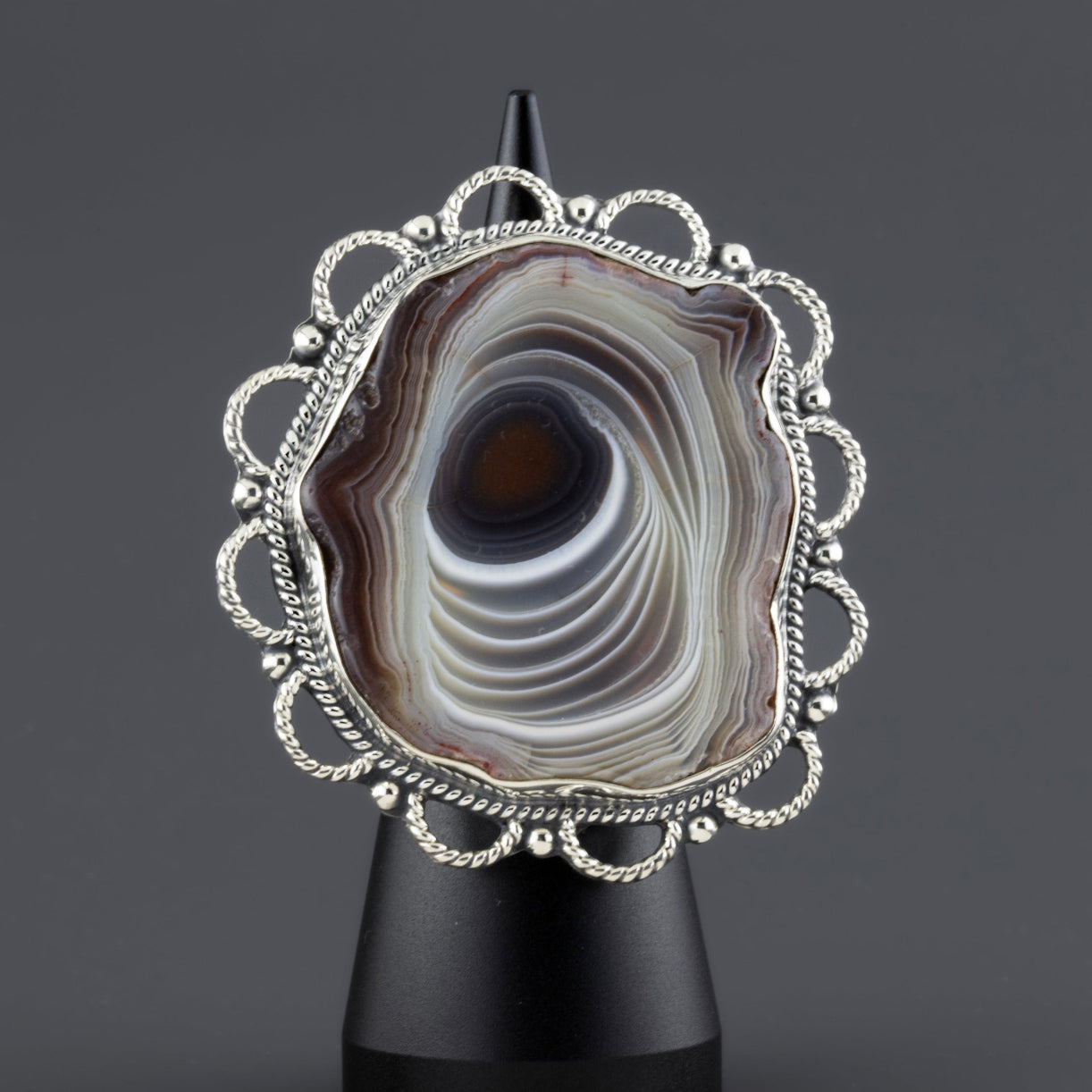 banded agate statement ring