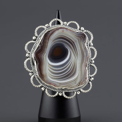 banded agate statement ring