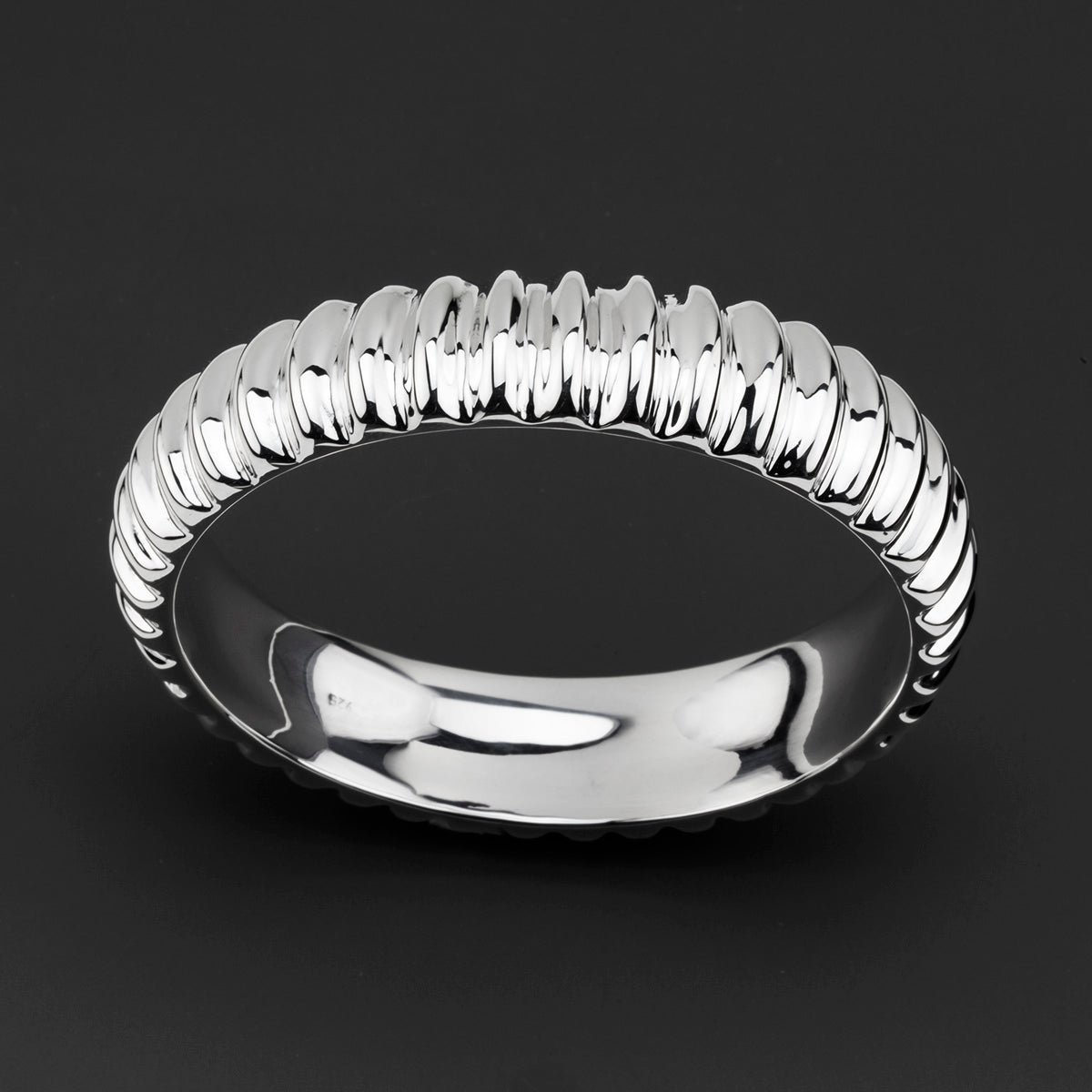 Reveka Rose chunky rippled textured sterling silver bangle