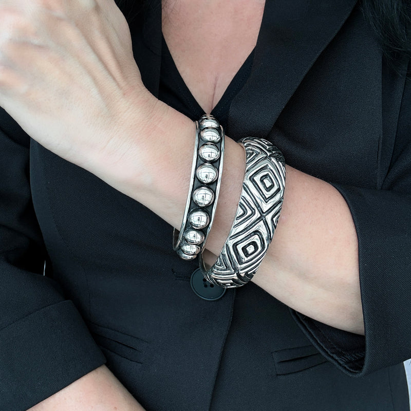 beaded Mexican sterling silver bangle