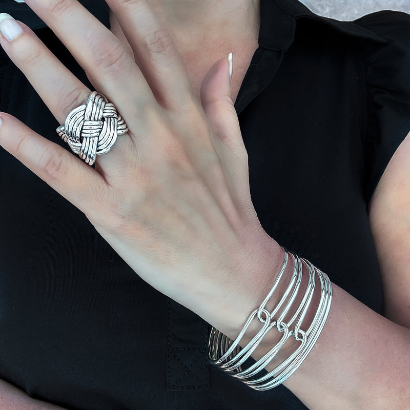 large sterling silver statement cuff bracelet