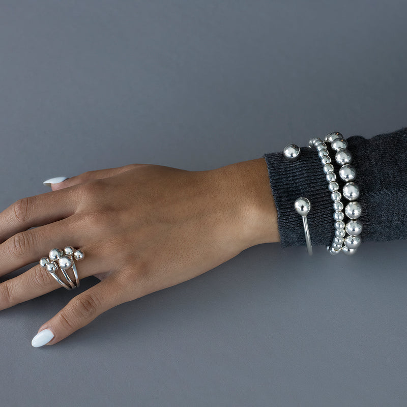 Sterling Silver Ball Statement Ring - Reveka Rose
