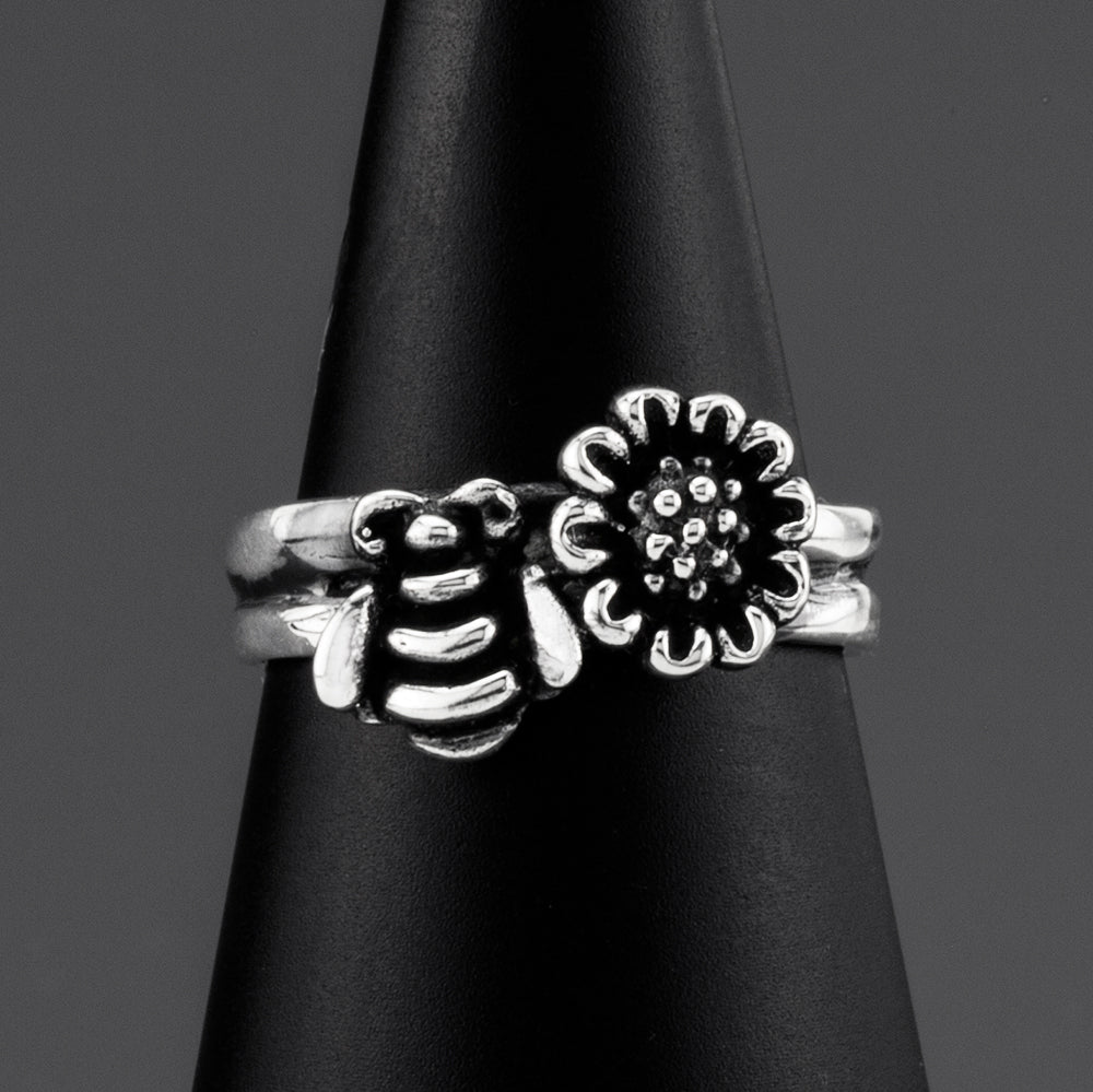 bee mine dainty Mexican silver ring