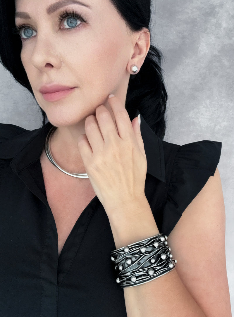unique Taxco silver cuff bracelet