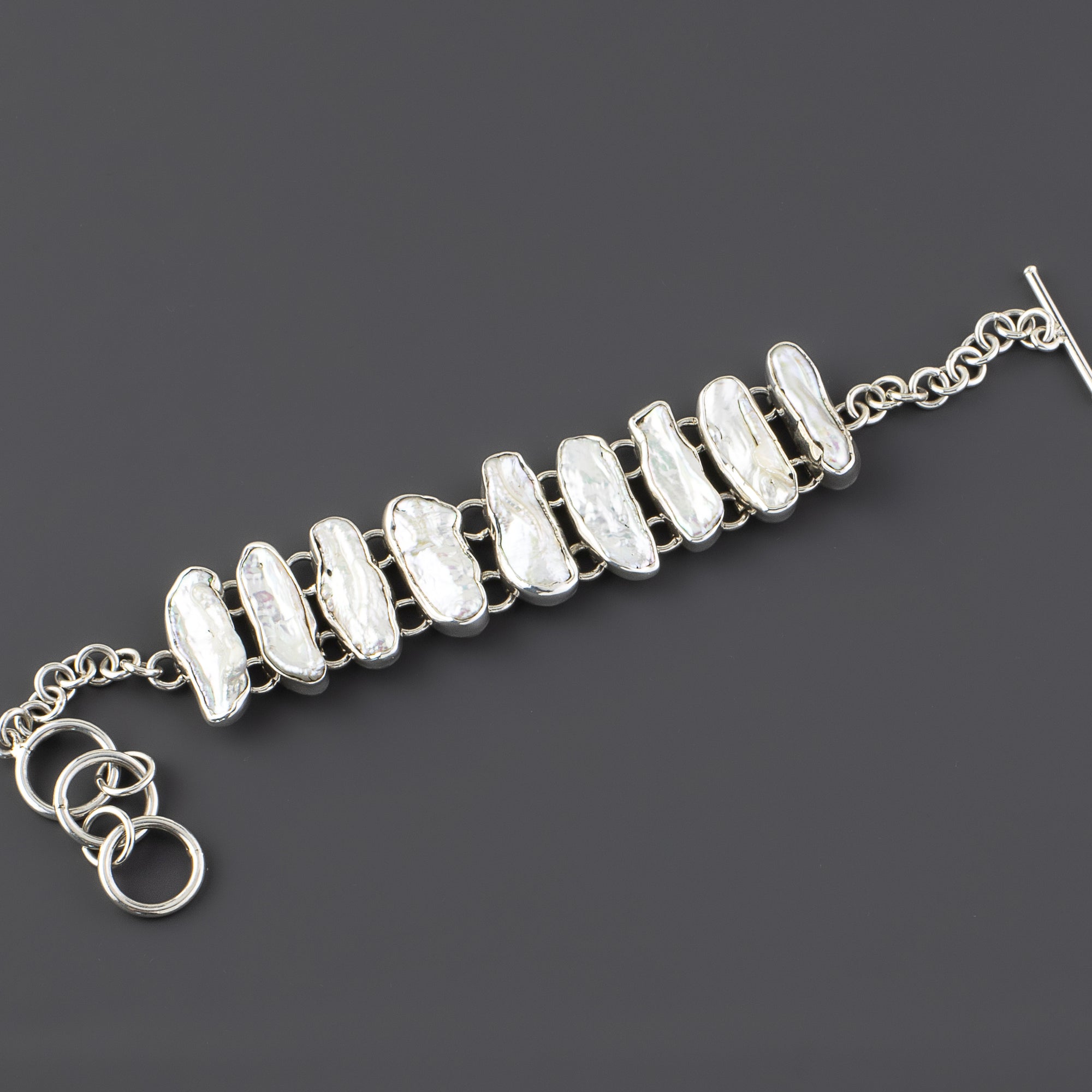 biwa pearl sterling silver bracelet