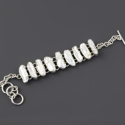 biwa pearl sterling silver bracelet