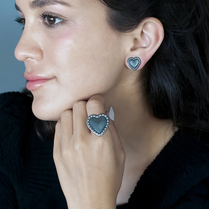 corazon rebelde Mexican silver ring