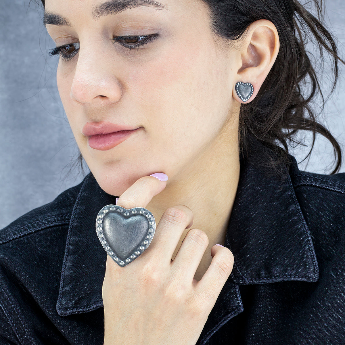 Corazon Brujo Large Mexican Silver Ring