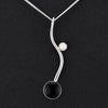 black  obsidian and pearl stone pendant necklace