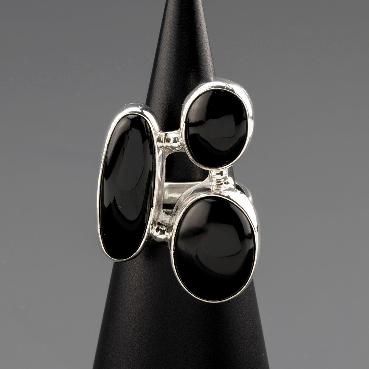 black onyx cluster statement ring