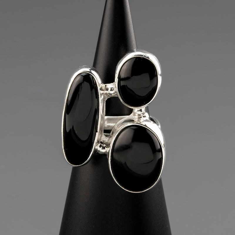 black onyx cluster statement ring