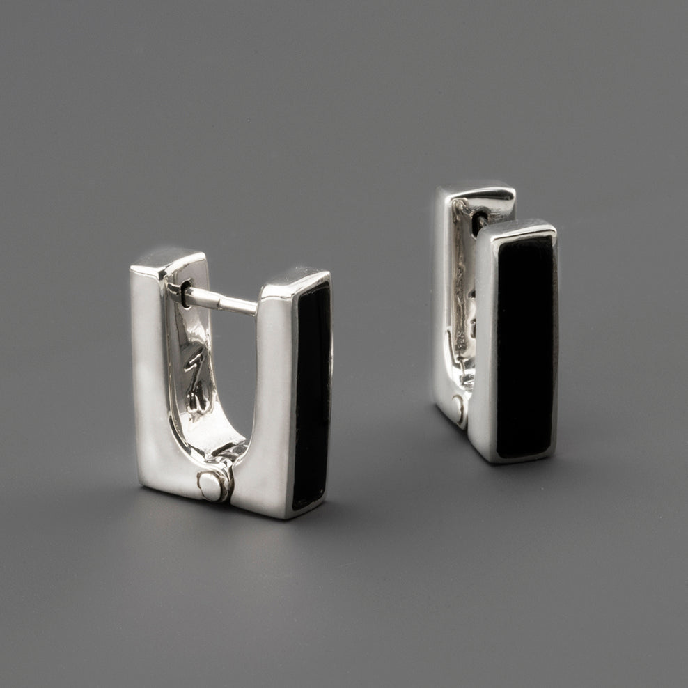 black onyx hoop earrings