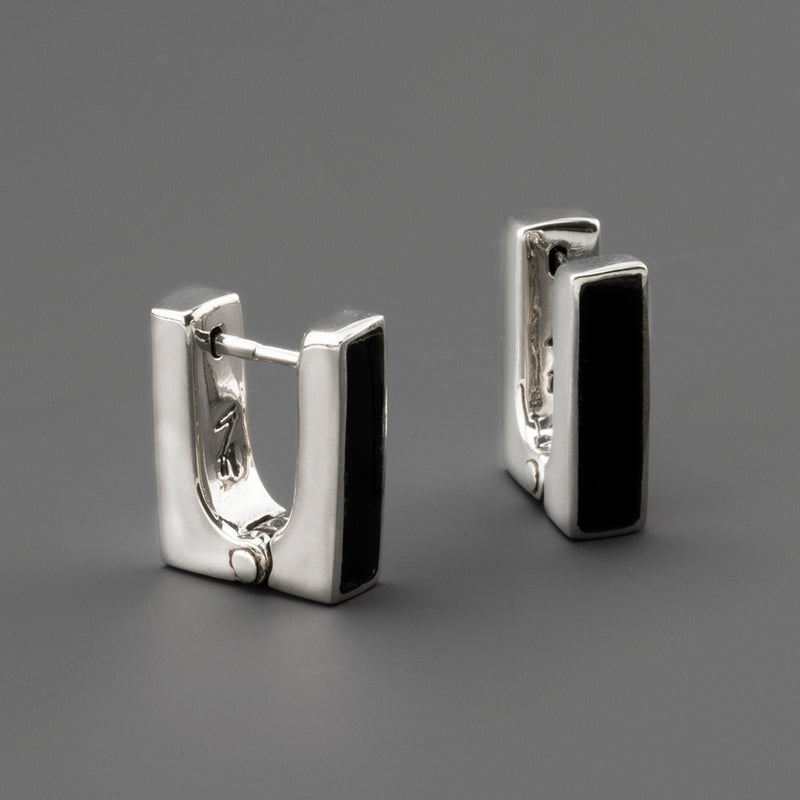 black onyx hoop earrings