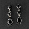 black onyx triple stone drop earrings