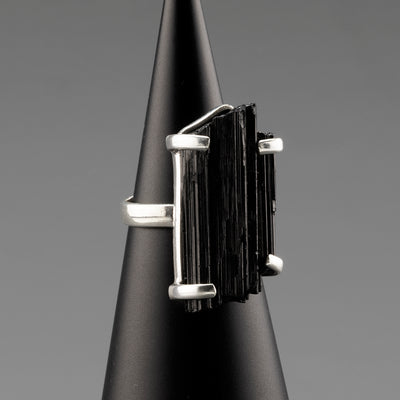 black tourmaline prong ring
