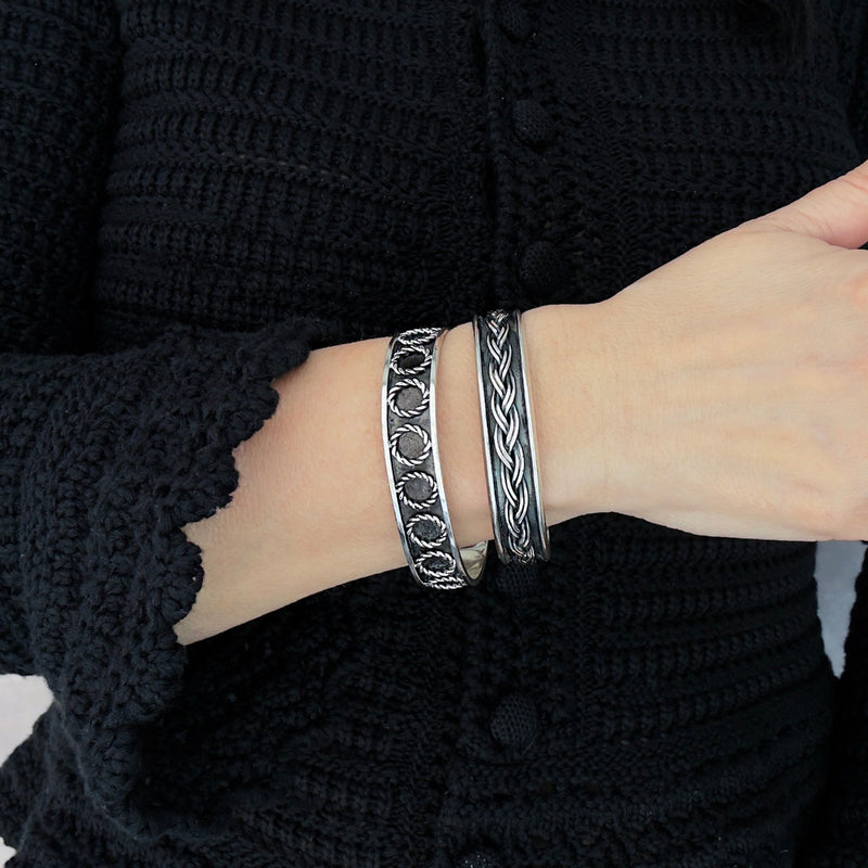 braided Taxco silver cuff bracelet