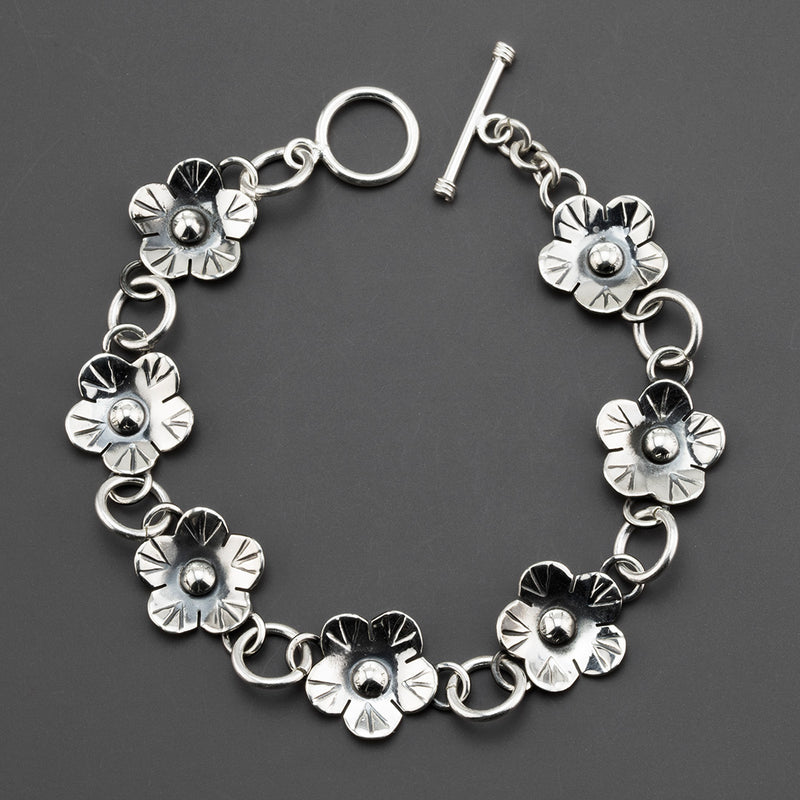 bloom chain Taxco silver bracelet