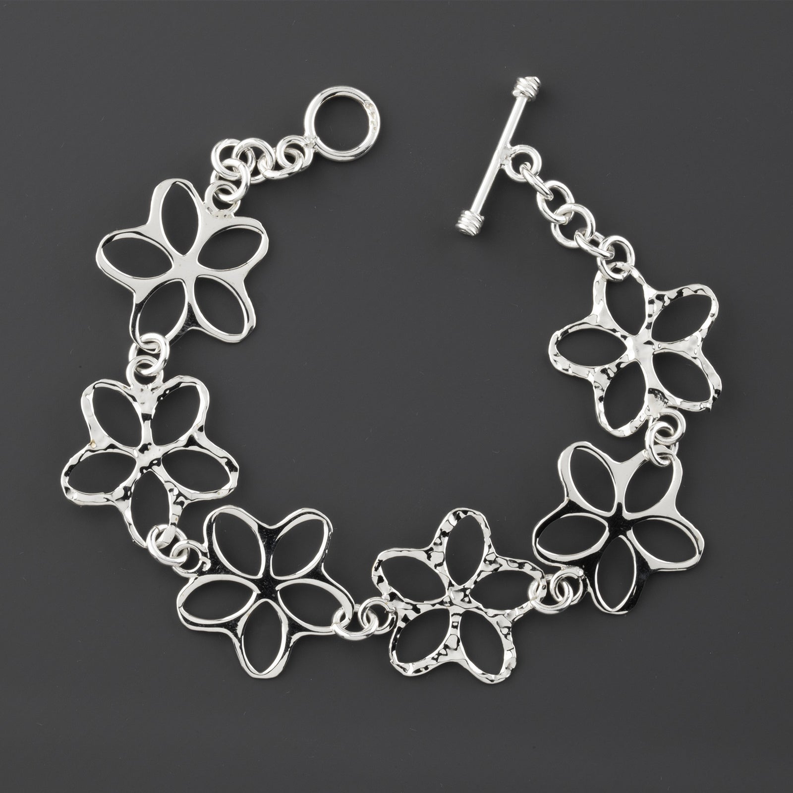 bloom line sterling silver floral bracelet