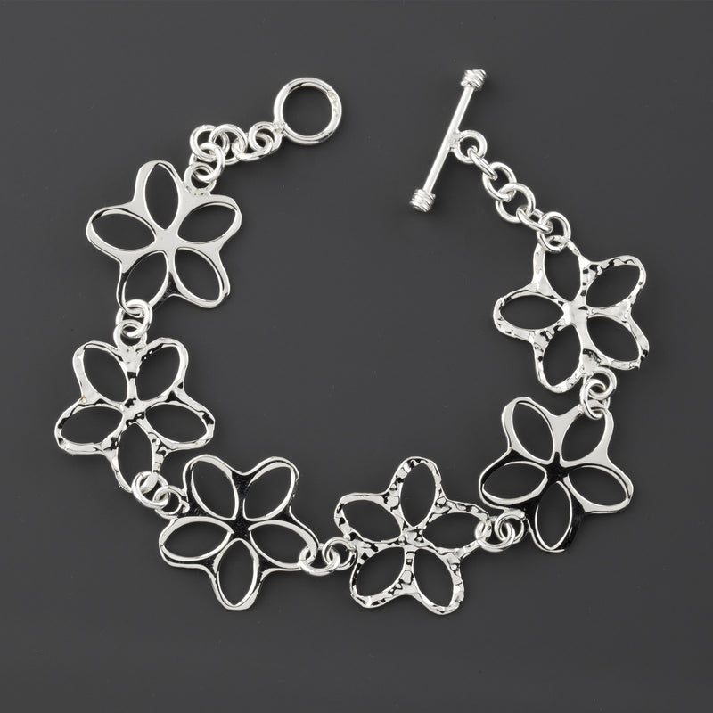 bloom line sterling silver floral bracelet