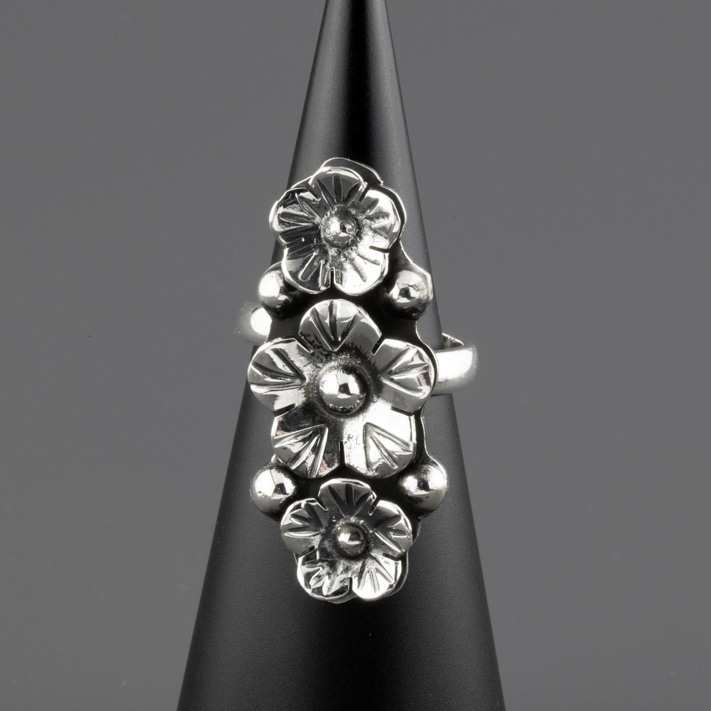 bloom stack sterling silver ring