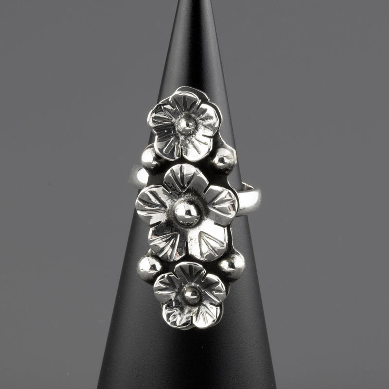 bloom stack sterling silver ring