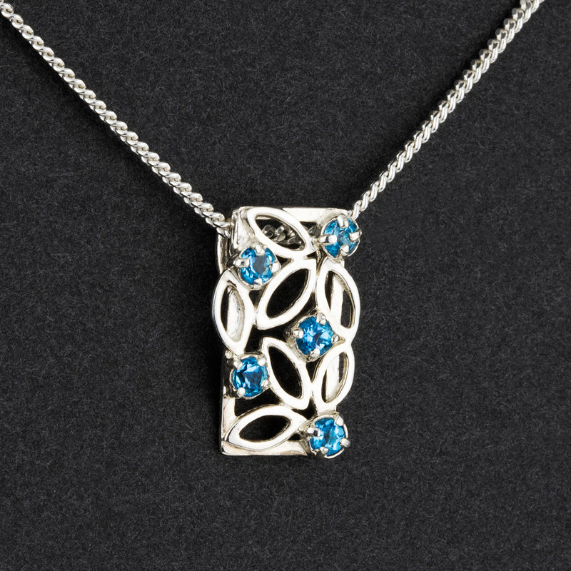 blue blossom sterling silver pendant necklace