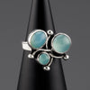 blue chalcedony triple stone ring